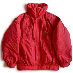 VTG 90s Elho Down Filled Puffer Jacket Mens M/L Red German Maximalist Gorpcore